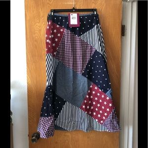 Carole Little American flag patchwork long skirt M